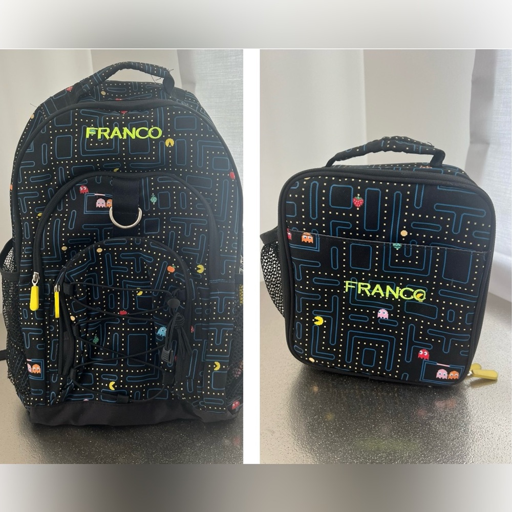 Pottery Barn Teen Gear-Up PAC-MAN Glow-in-the-Dark Backpack (Large) & Lunch Box